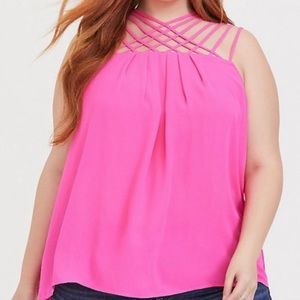 Torrid. Polyester Strappy tank top. Hot pink. Size 3.